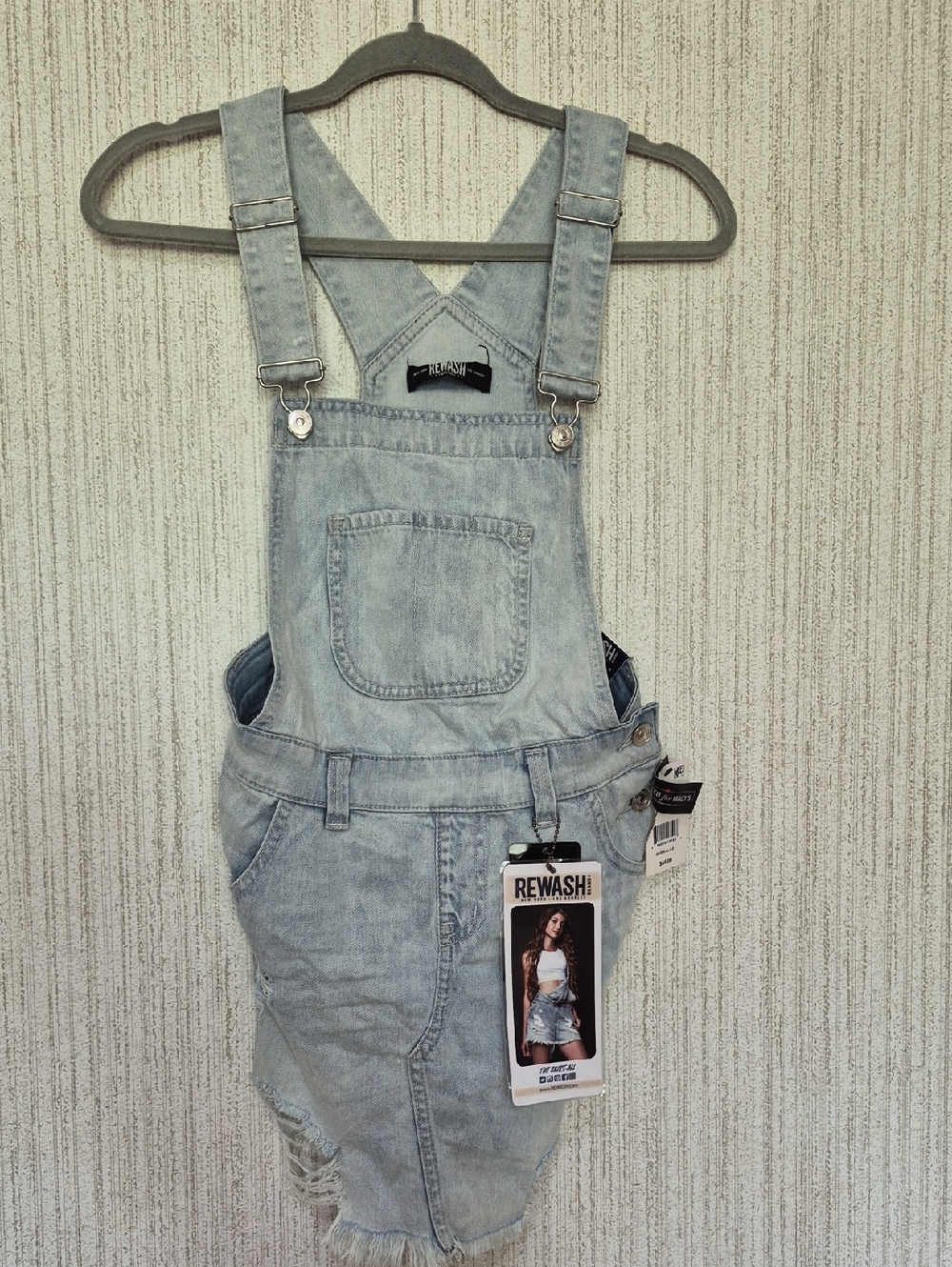 NWT Rewash Size Small Light Blue Denim Skirt-All Overalls Dress Distressed